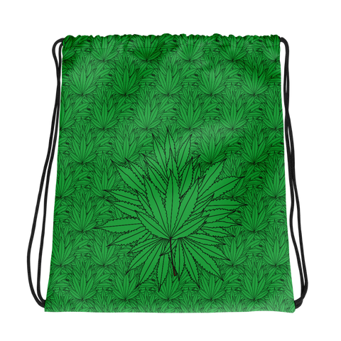 Marijuana Tree Star Motif Drawstring Bag