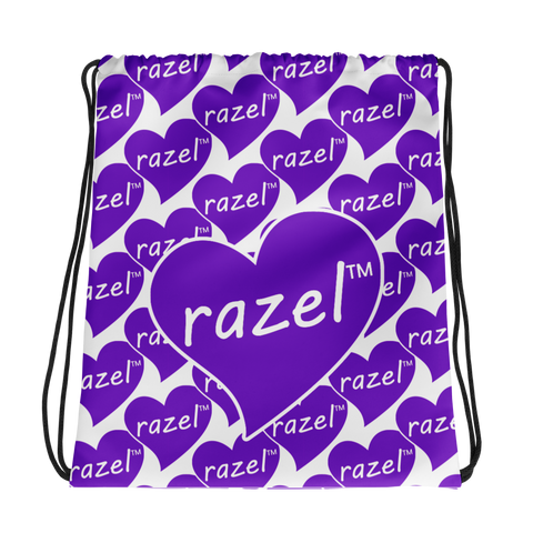 razel™ Purple Hearted Motif Drawstring Bag