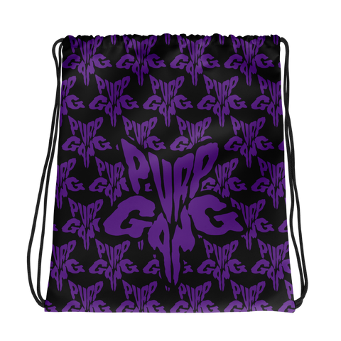 Purp Gang Rock Star Motif Drawstring Bag