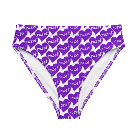 razel™ Purple Hearted Motif High-Waisted Bikini Bottom