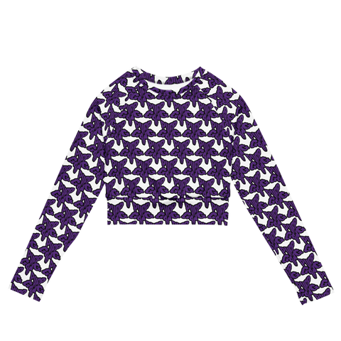 Purp Gang Rock Star Motif Long-Sleeve Crop Top