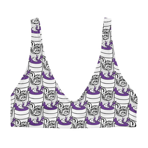 Purp Gang Double Cup Motif Padded Bikini Top