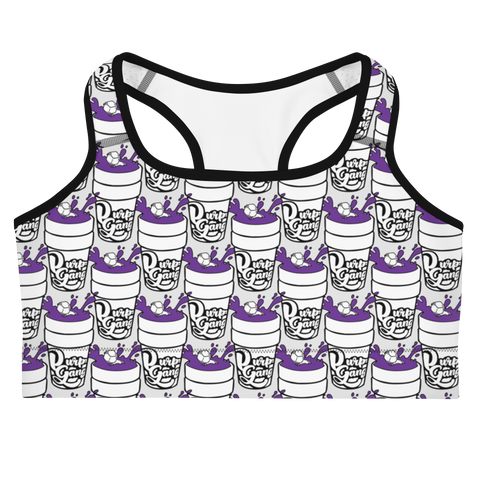 Purp Gang Double Cup Motif Sports Bra