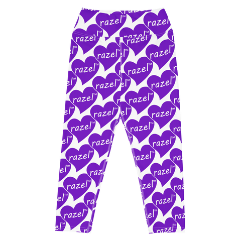 razel™ Purple Hearted Motif Yoga Capris