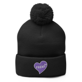 razel™ Purple Hearted Pom-Pom Beanie