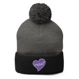 razel™ Purple Hearted Pom-Pom Beanie