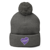 razel™ Purple Hearted Pom-Pom Beanie