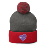 razel™ Purple Hearted Pom-Pom Beanie