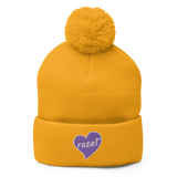 razel™ Purple Hearted Pom-Pom Beanie