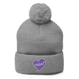 razel™ Purple Hearted Pom-Pom Beanie