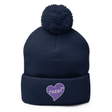 razel™ Purple Hearted Pom-Pom Beanie