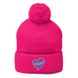 razel™ Purple Hearted Pom-Pom Beanie