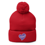 razel™ Purple Hearted Pom-Pom Beanie