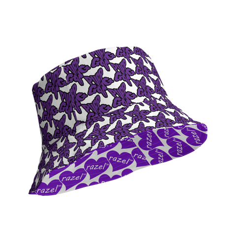 Purp Gang Rock Star / razel™ Purple Hearted Motif Bucket Hat (Reversible)